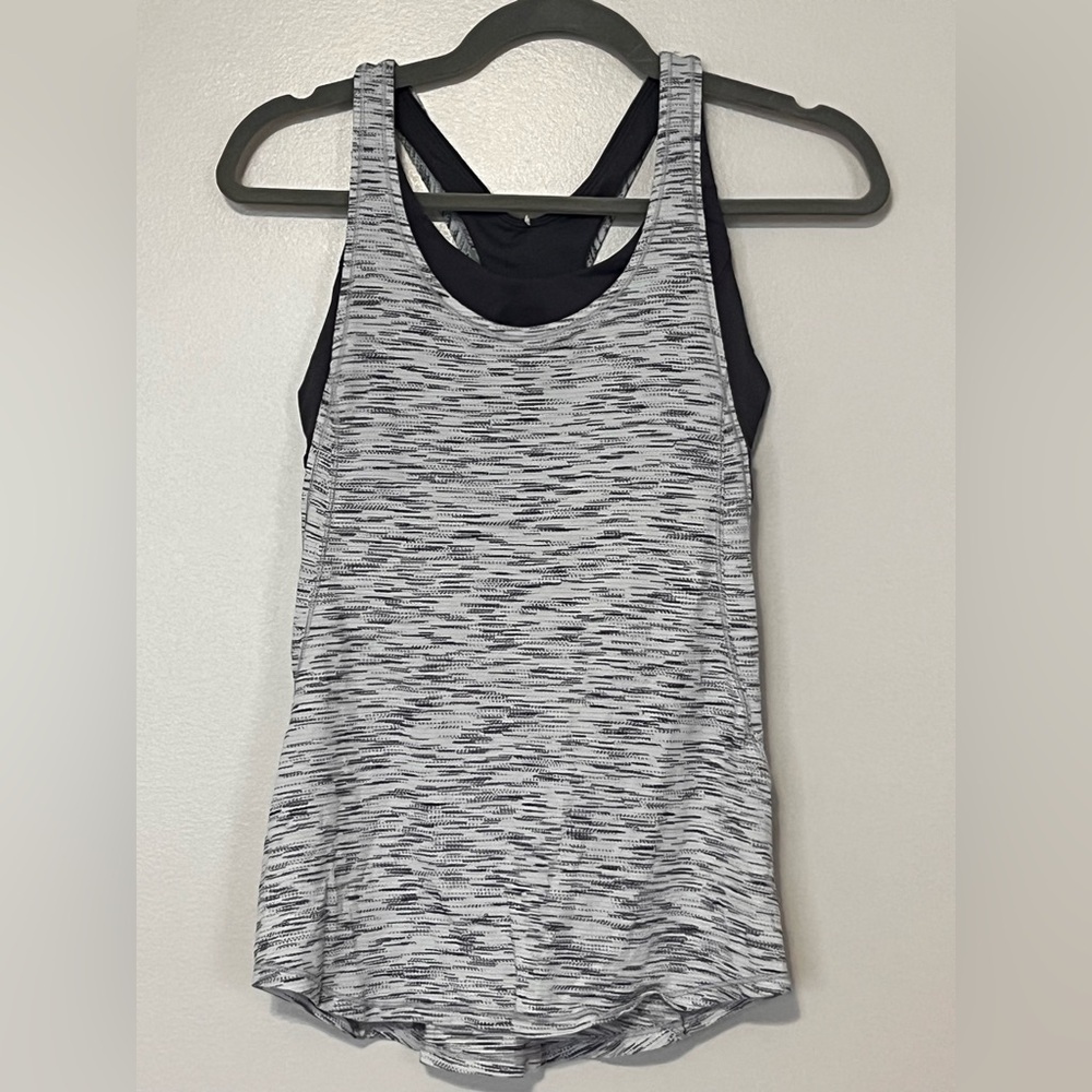 Lululemon Tank Top with Built In Sports Bra - Gray/White/Black